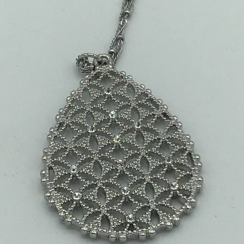 Ballet Silver Pendant Rhinestone Necklace - Picture 3 of 4